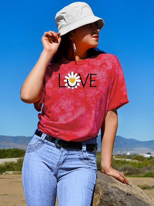 Love Yellow Daisy Tie Dye Tee -Image by Shutterstock