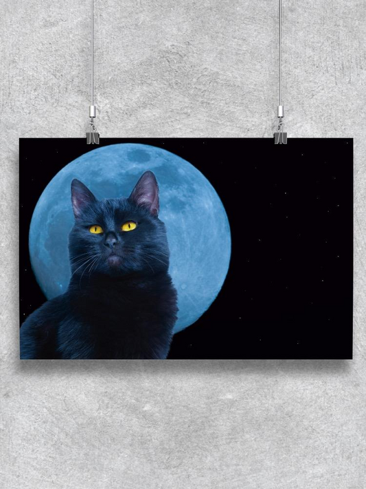 Black Cat And The Moon Poster -Image by Shutterstock