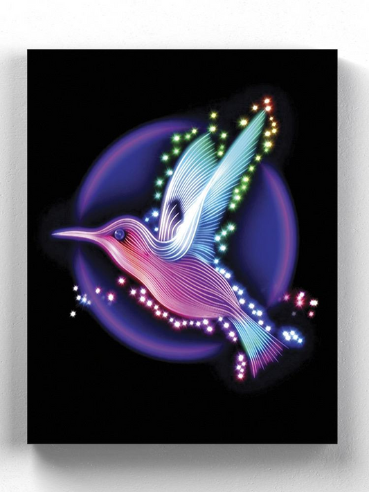 Neon Hummingbird Art Wrapped Canvas -Image by Shutterstock