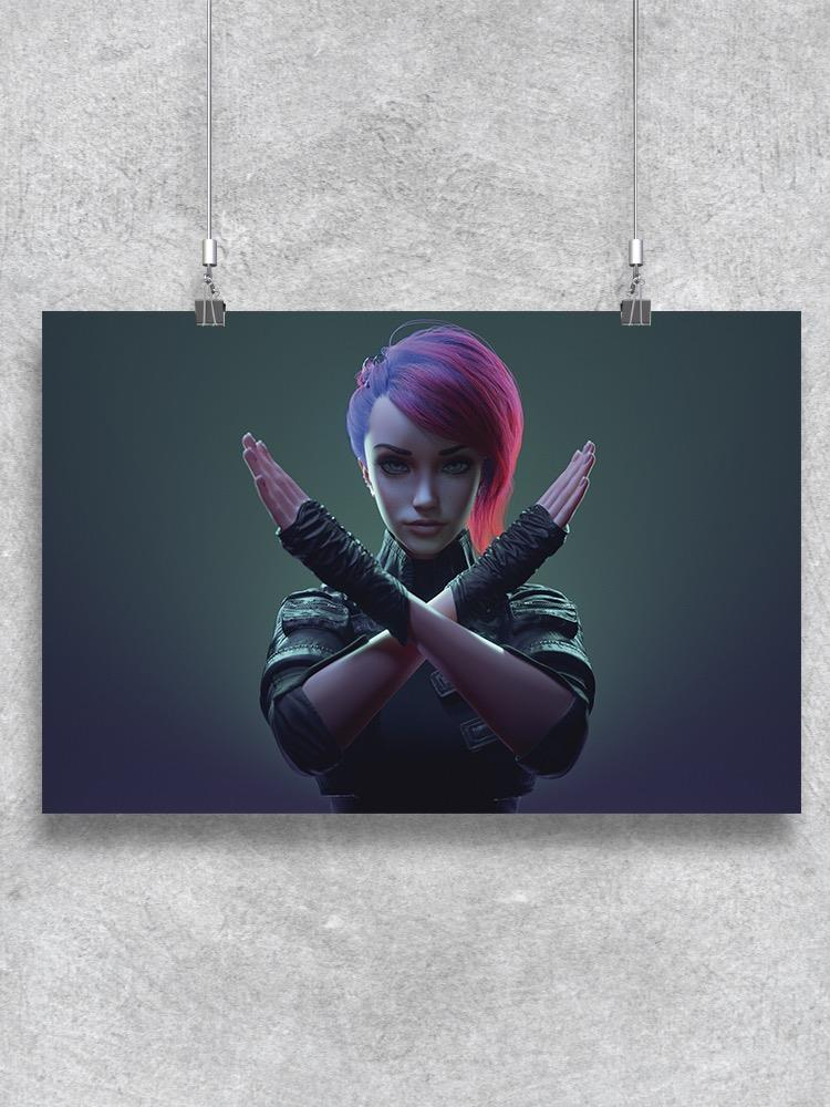 Futurepunk Girl Crossing Arms Poster -Image by Shutterstock