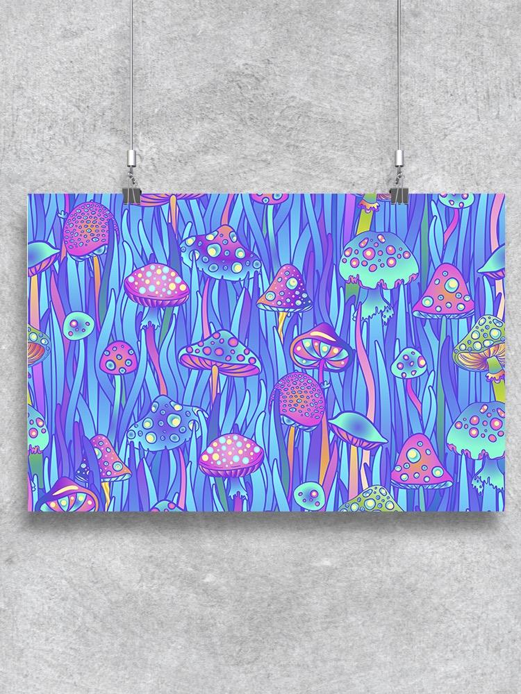 Magic Mushrooms Seamless Pattern Poster -Image by Shutterstock