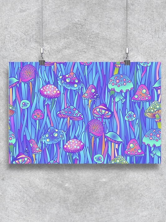 Magic Mushrooms Seamless Pattern Poster -Image by Shutterstock