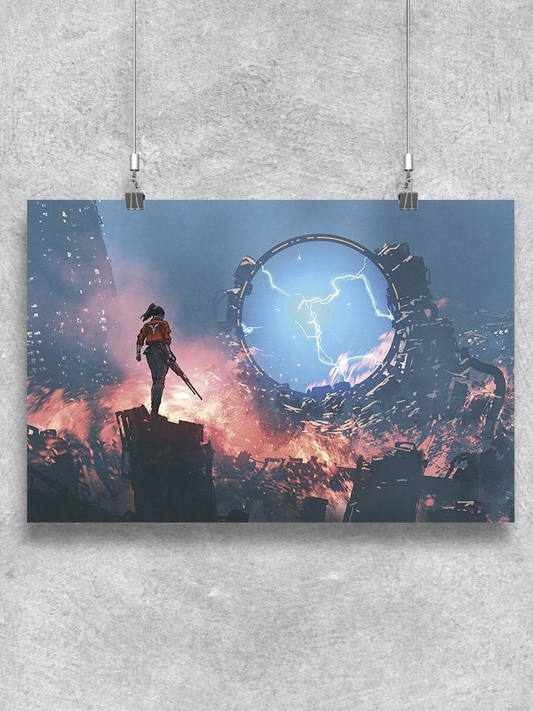 Woman Staring At A Portal Poster -Image by Shutterstock