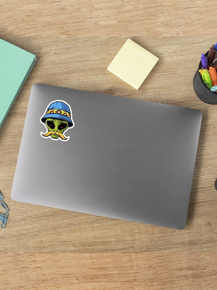 Mustache Alien W Hat Sticker -Image by Shutterstock