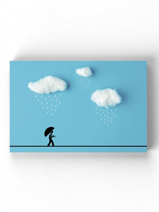 Stickman Walking With Umbrella Wrapped Canvas -Image by Shutterstock