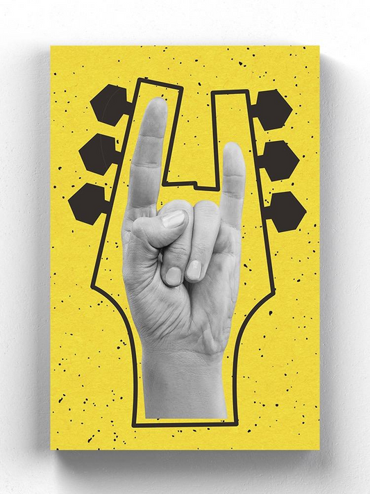 Hand Horns Rock Sign Dadaism  Wrapped Canvas -Image by Shutterstock