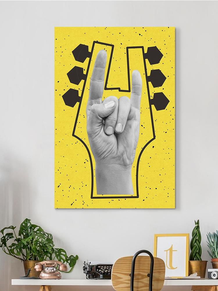 Hand Horns Rock Sign Dadaism  Wrapped Canvas -Image by Shutterstock