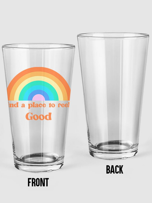 Find A Place To Feel Good Art Pint Glass -Image by Shutterstock