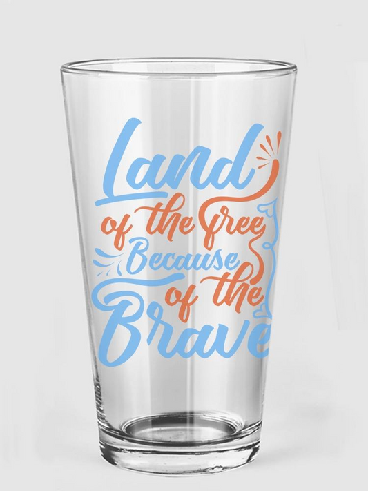 Land Of The Free Quote Pint Glass -Image by Shutterstock