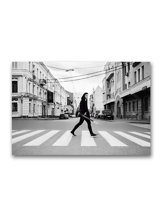 Guitarist Crossing The Street Poster -Image by Shutterstock