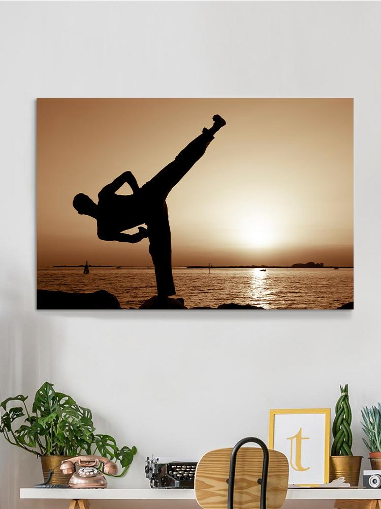 Karate High Kick Silhouette Wrapped Canvas -Image by Shutterstock