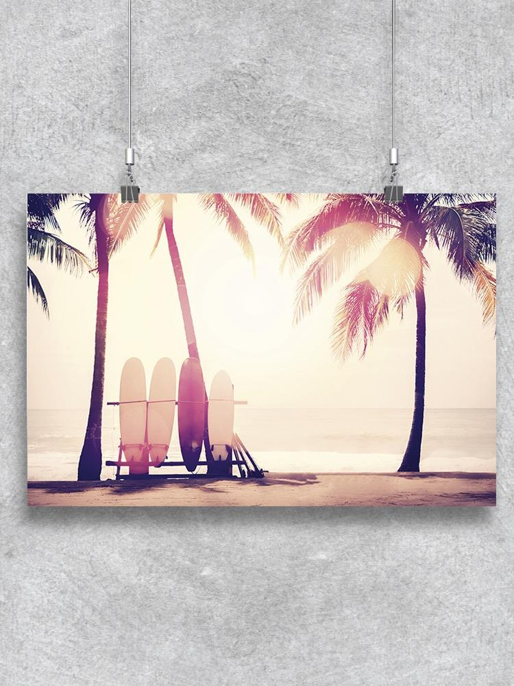 Surfboards And Sunset Poster -Image by Shutterstock