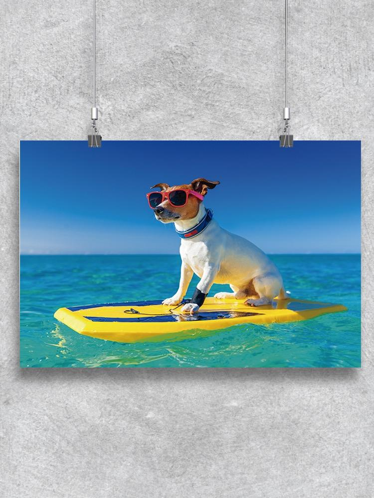 Dog Surfing Wearing Sunglasses Poster -Image by Shutterstock