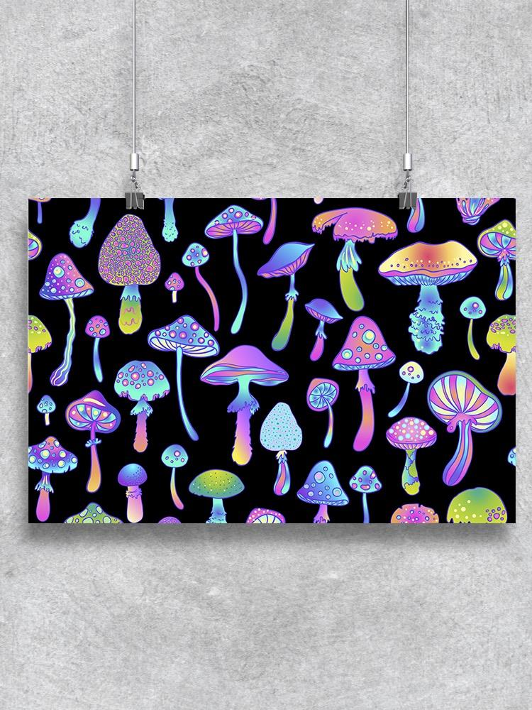 Neon Magical Mushrooms Poster -Image by Shutterstock