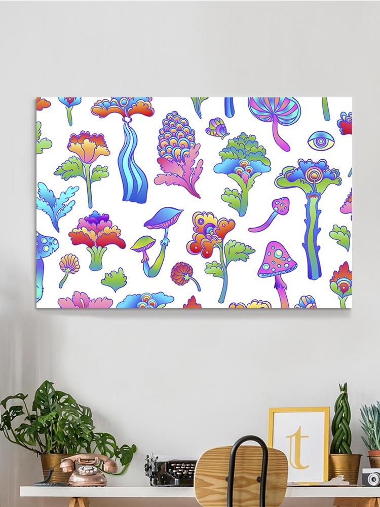 Mushroom Pattern Wrapped Canvas -Image by Shutterstock