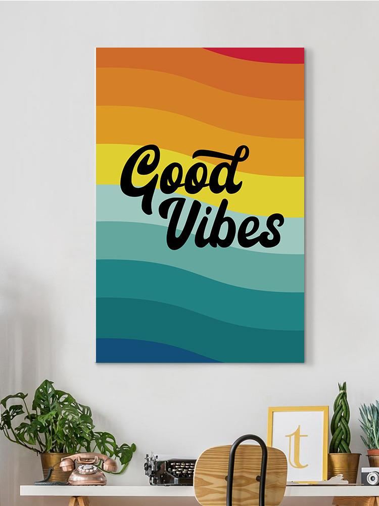 Good Vibes Rainbow Colors Wrapped Canvas -SmartPrintsInk Designs