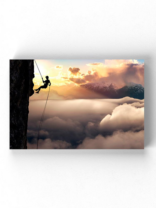 Rappelling From A Cliff Wrapped Canvas -Image by Shutterstock