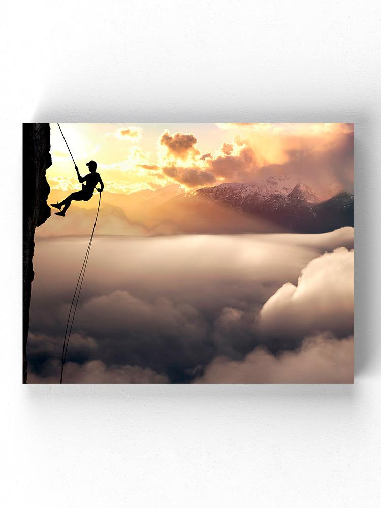 Rappelling From A Cliff Wrapped Canvas -Image by Shutterstock