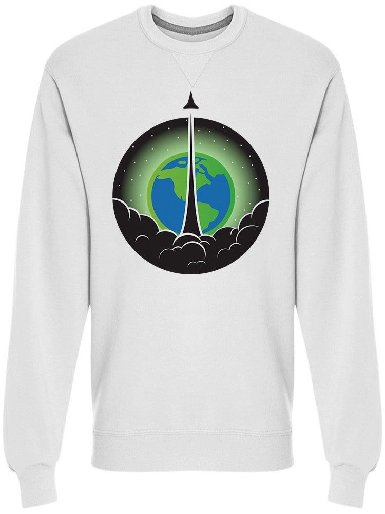 Rocket Launch Cool Earth Planet Sweatshirt Men's -Image by Shutterstock