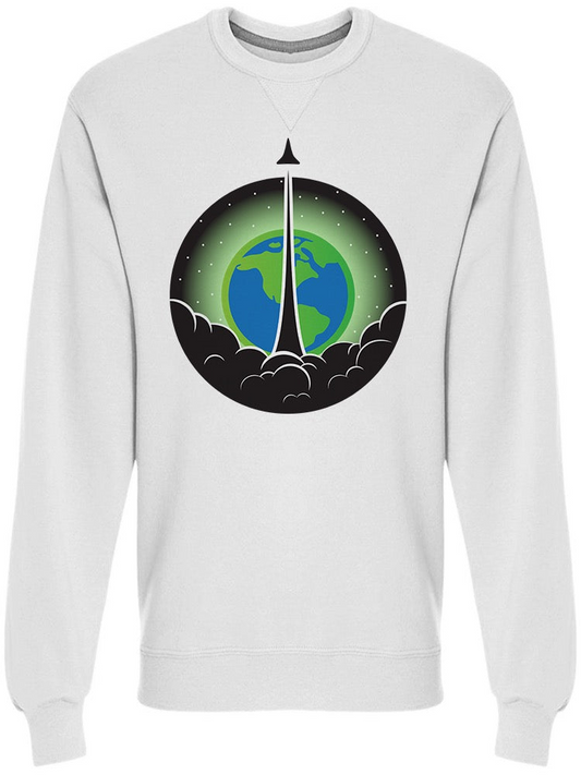 Rocket Launch Cool Earth Planet Sweatshirt Men's -Image by Shutterstock