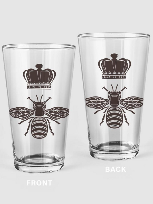 Bees And Crowns Pint Glass -SPIdeals Designs