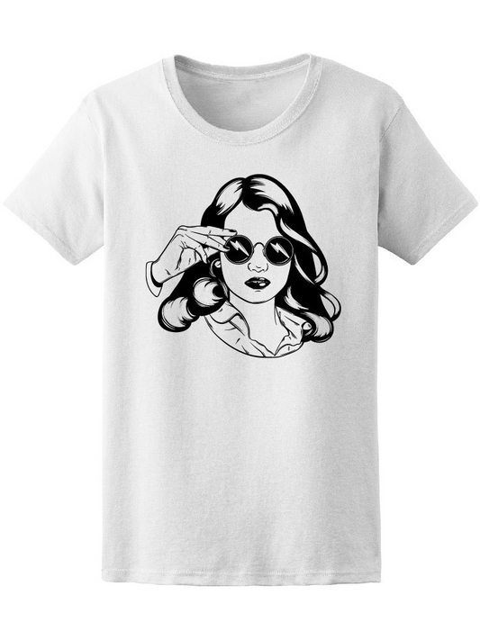 Pretty Girl Sketch In Sunglasses Tee Women's -Image by Shutterstock