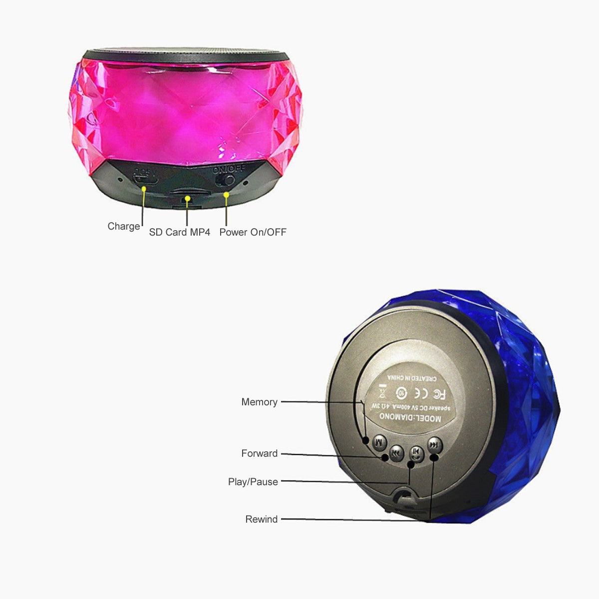 Candylight LED Stereo Bluetooth Mini Speaker And MP4 Player