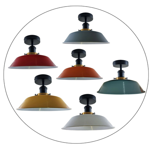 Modern Industrial Ceiling Light Fitting Flush Mount Light Metal Shade~1228