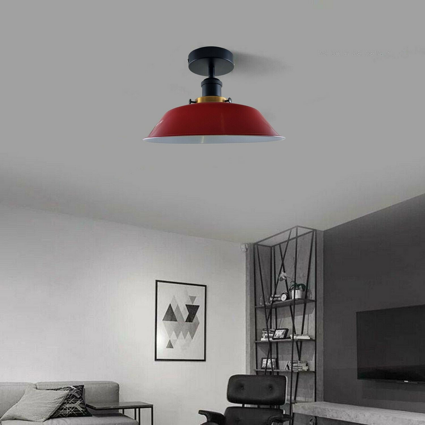 Modern Industrial Ceiling Light Fitting Flush Mount Light Metal Shade~1228