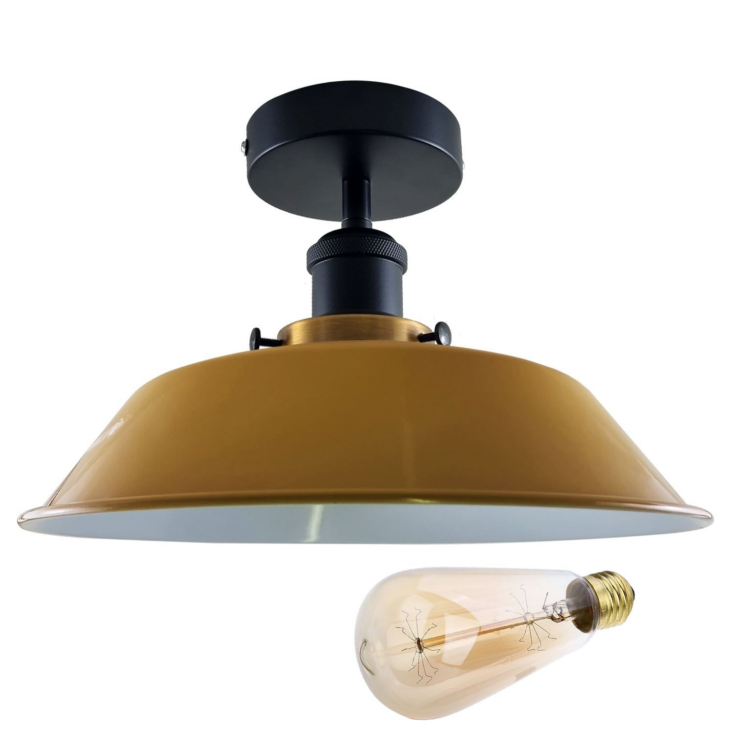 Modern Industrial Ceiling Light Fitting Flush Mount Light Metal Shade~1228