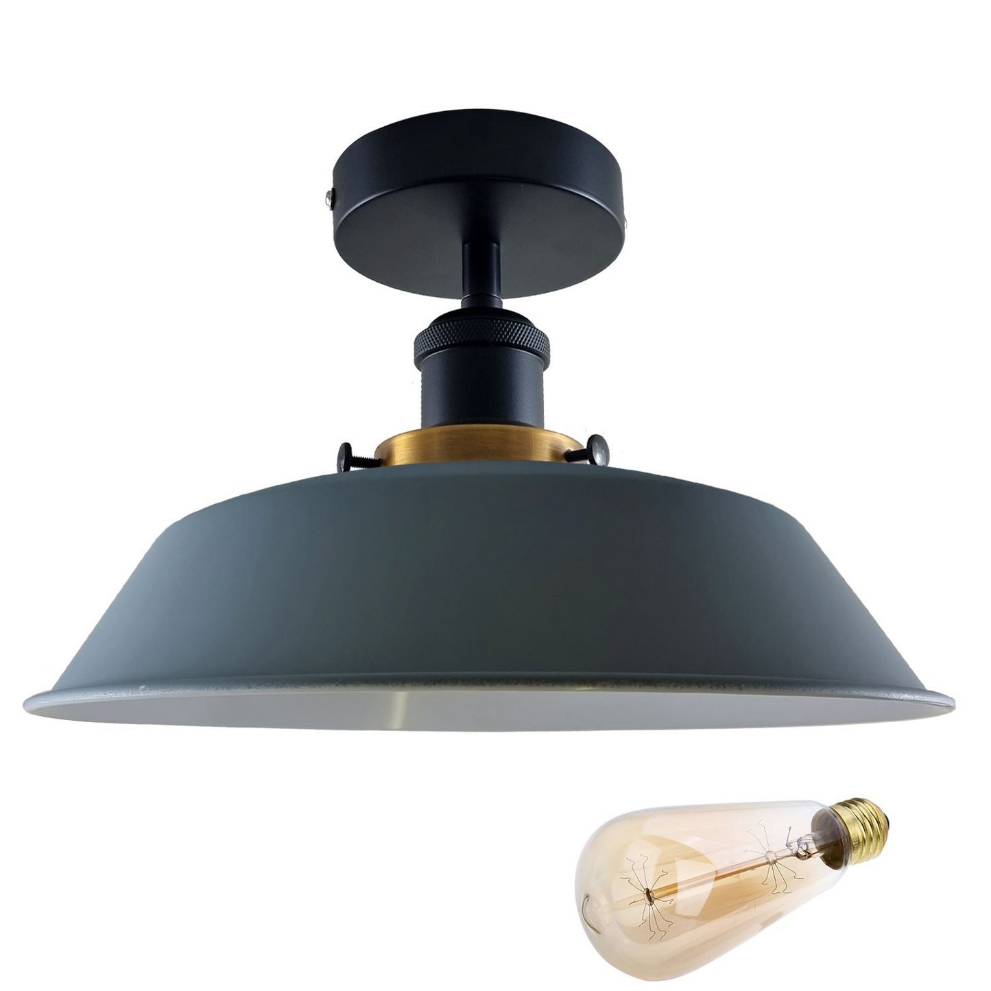 Modern Industrial Ceiling Light Fitting Flush Mount Light Metal Shade~1228