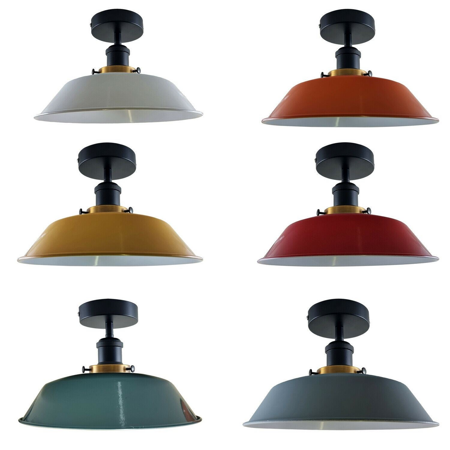 Modern Industrial Ceiling Light Fitting Flush Mount Light Metal Shade~1228