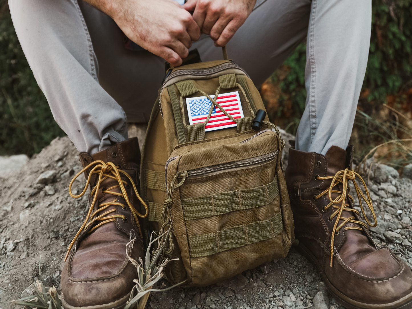 Tactical USA Flag Patch with Detachable Backing