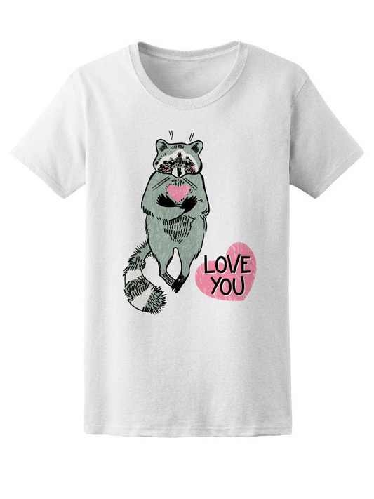 Love You Cute Valentines Raccoon Tee Women's -Image by Shutterstock