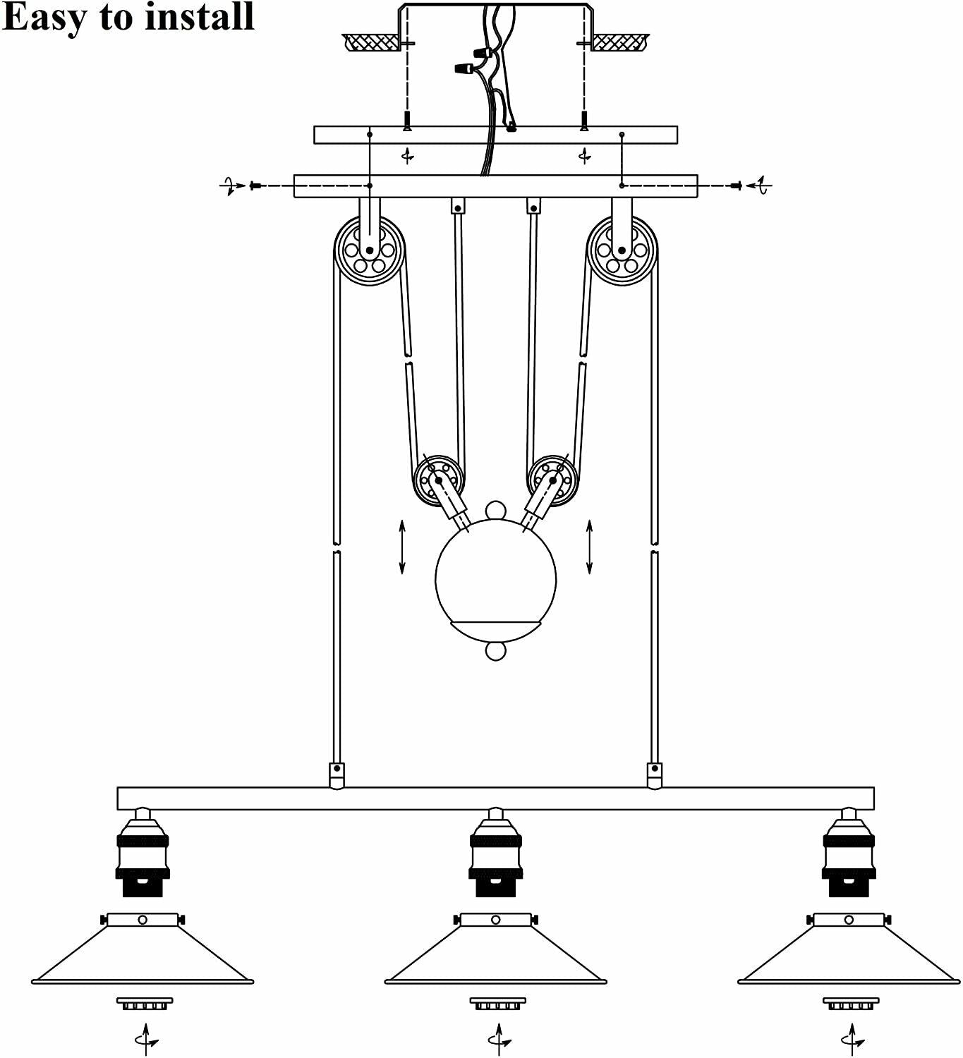 LEDSone Industrial Vintage Ceiling Pendant Pulley Pipe Lights Hanging Triple Island Lamp with E27 holder ~3449