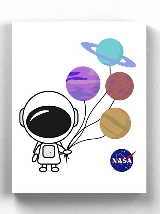 Nasa Cute Astronaut Balloons Wrapped Canvas -NASA Designs