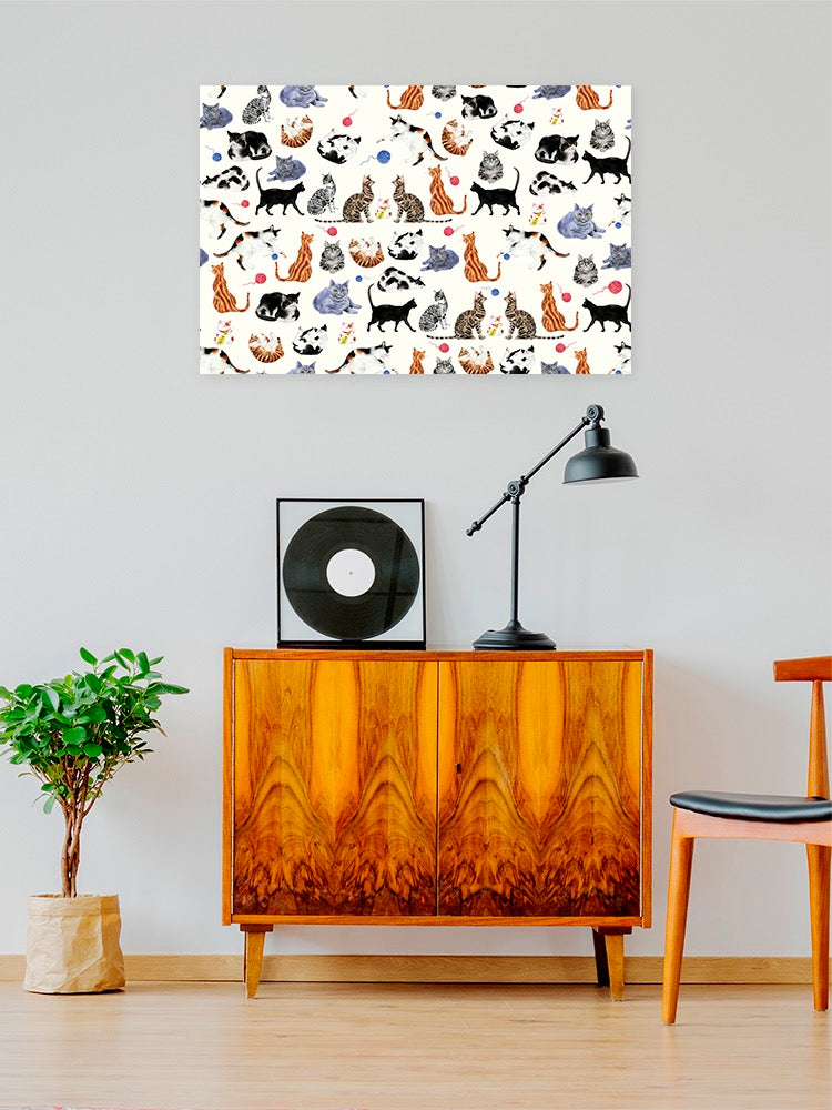 Fun Kittens And Yarn Pattern I Wrapped Canvas -Gabby Malpas Designs