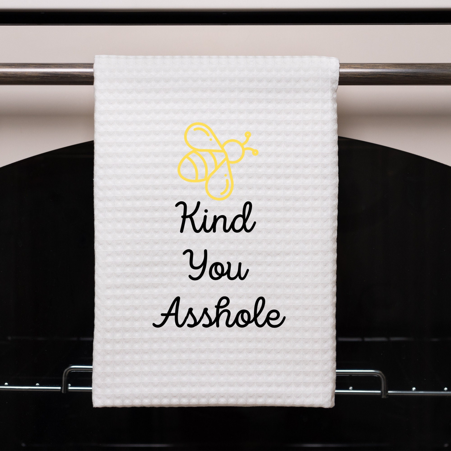 Bee Kind You @5%$# Dish Towel | Funny Kitchen Towel with Sarcastic Quote | Decorative Hand Towel for Girlfriend Gift