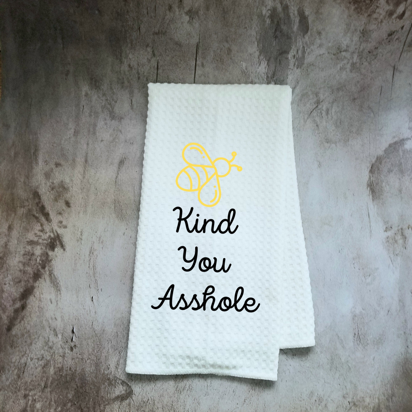 Bee Kind You @5%$# Dish Towel | Funny Kitchen Towel with Sarcastic Quote | Decorative Hand Towel for Girlfriend Gift