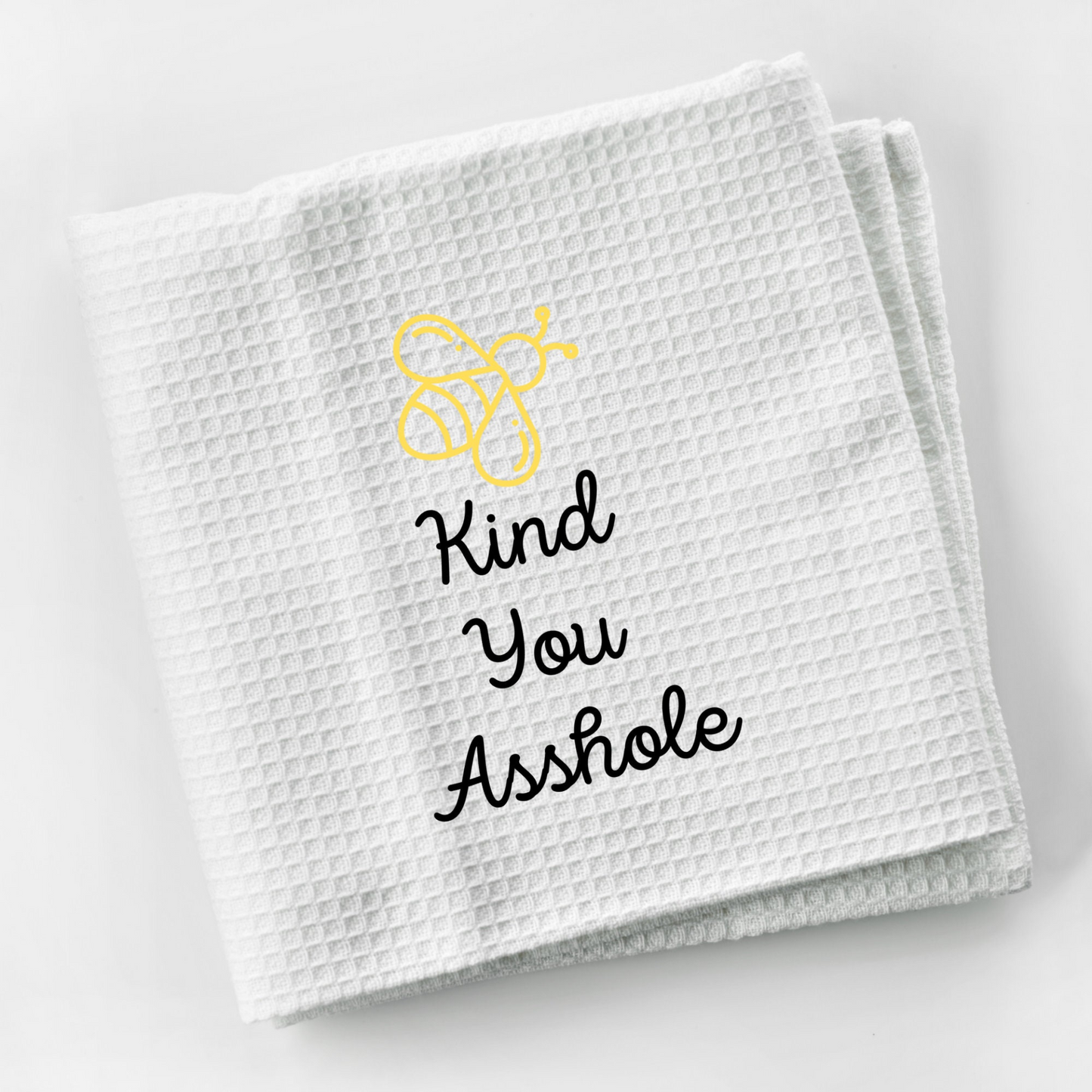 Bee Kind You @5%$# Dish Towel | Funny Kitchen Towel with Sarcastic Quote | Decorative Hand Towel for Girlfriend Gift