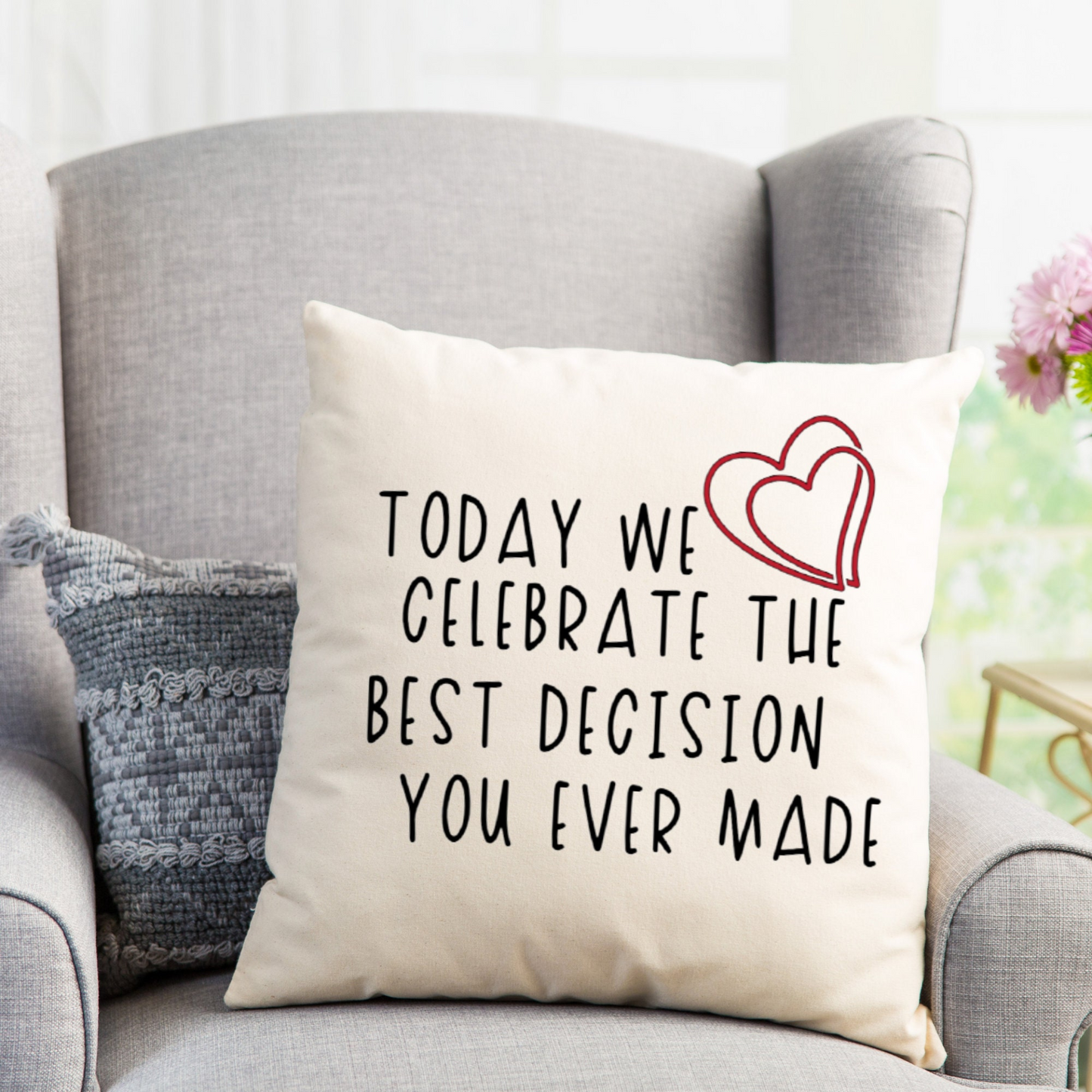 Valentine Pillow Cover, Heart Pillow, Funny Valentines Gift, Funny Pillow Cover, Sarcastic Valentine, Funny Pillow, Best Decision Pillowcase