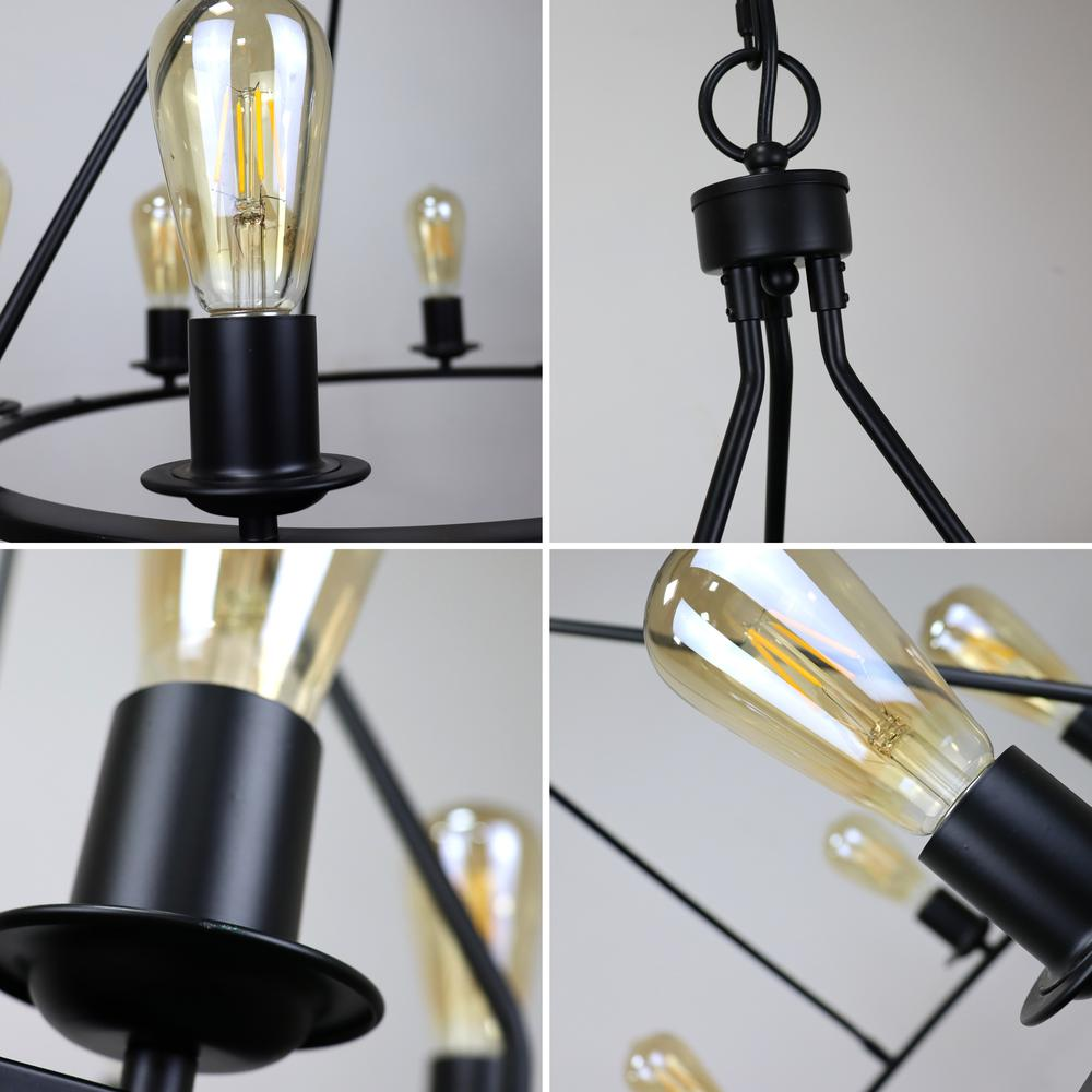 CHLOE Lighting IRONCLAD Industrial-Style Matt Black Finish 6 Light Large Pendant 22" Wide