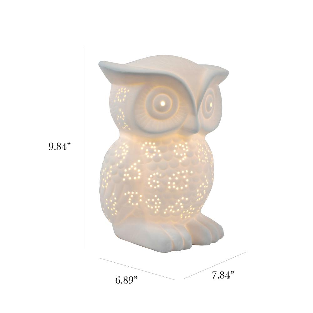 Simple Designs Porcelain Wise Owl Shaped Animal Light Table Lamp  White