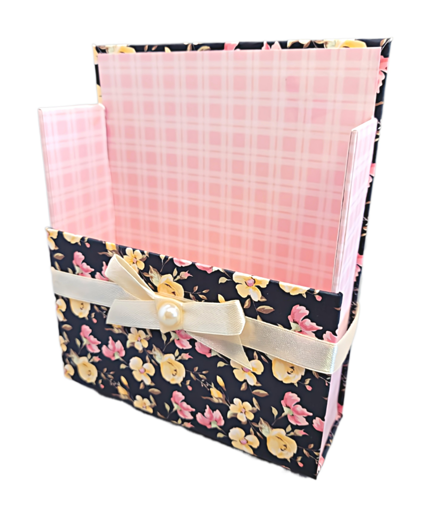 42-Pc Stationery Gift Box Set with Reusable Desktop Organizer Box  (Black, Pink & Yellow Roses)