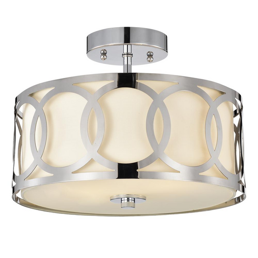 CHLOE Lighting BRONX Transitional 2 Light Chrome Semi-Flush Ceiling Fixture 30" Wide