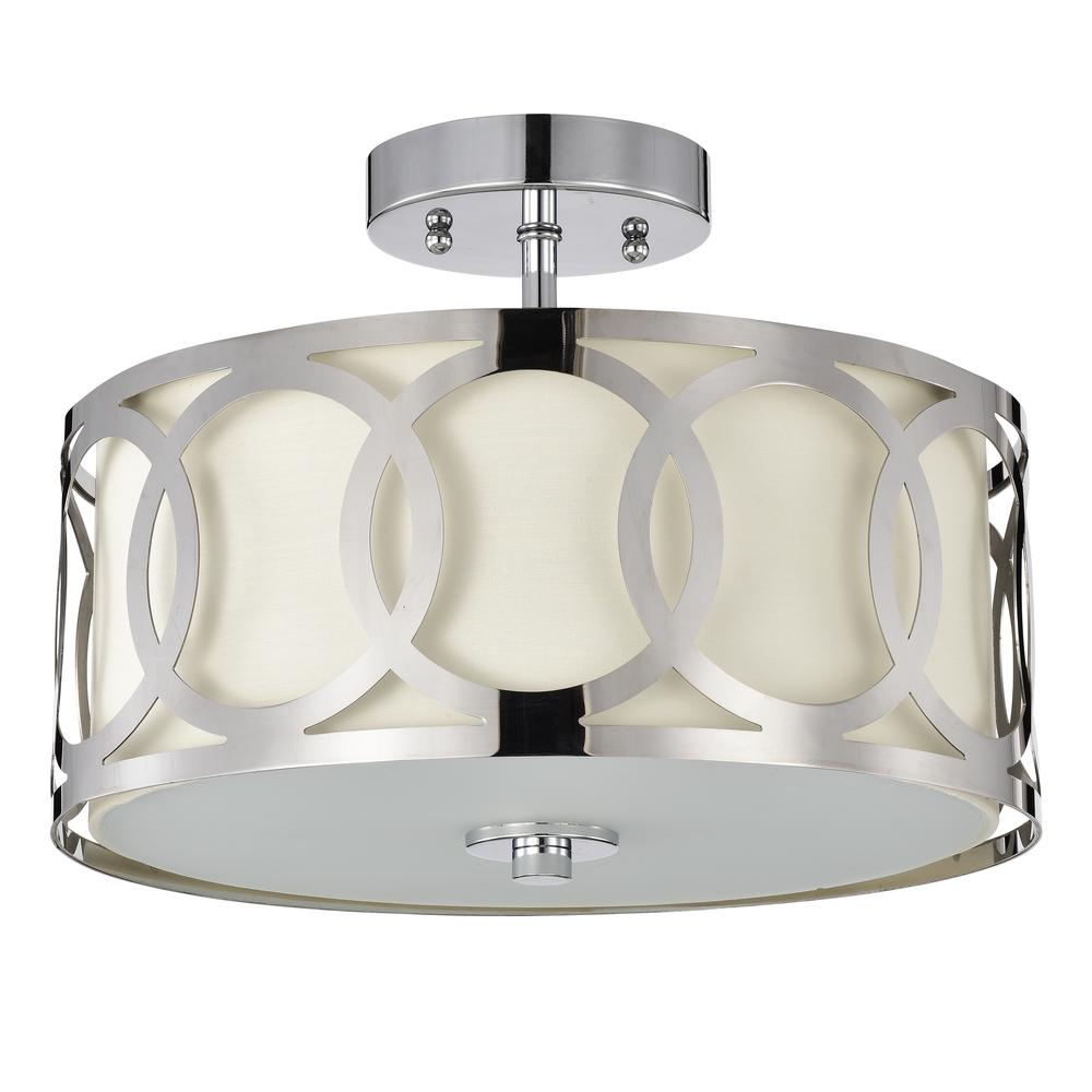 CHLOE Lighting BRONX Transitional 2 Light Chrome Semi-Flush Ceiling Fixture 30" Wide