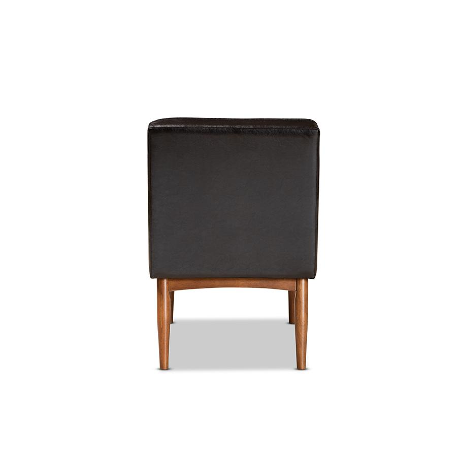 Baxton Studio Riordan Mid-Century Modern Dark Brown Faux Leather Upholstered and Walnut Brown Finished Wood Dining Chair