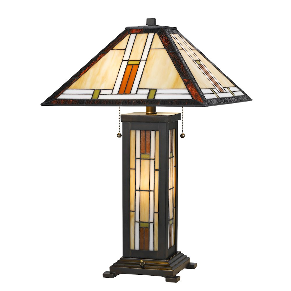 60W X 2 Tiffany Table Lamp With 7W Night Light