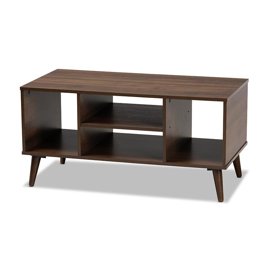 Baxton Studio Linas Mid-Century Modern Walnut Finished Coffee Table