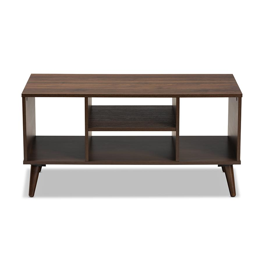 Baxton Studio Linas Mid-Century Modern Walnut Finished Coffee Table